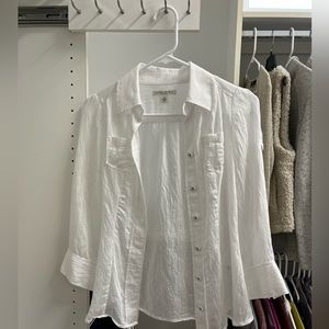 banana republic white long sleeve button up swim coverup size XS